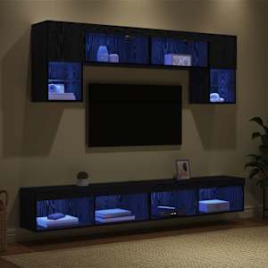 TV nástěnné jednotky s LED 6 pcs Černý dub kompozitní dřevo - obrázek 5