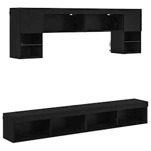 TV nástěnné jednotky s LED 6 pcs Černý dub kompozitní dřevo - obrázek 2