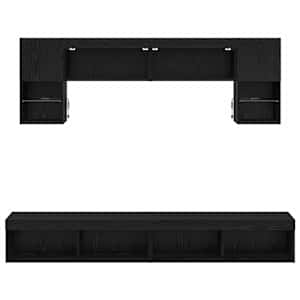 TV nástěnné jednotky s LED 6 pcs Černý dub kompozitní dřevo - obrázek 10