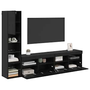 Nástěnná skříňka na TV s LED 4 pcs Černý dub kompozitní dřevo - obrázek 3