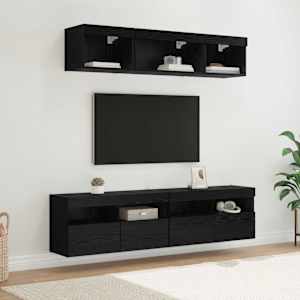 TV nástěnné jednotky s LED 5 pcs Černý dub 80 x 30 x 40 cm