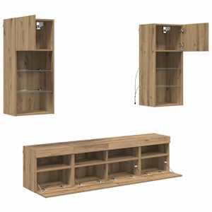 TV nástěnné jednotky s LED 5 pcs Artisanový dub - obrázek 9
