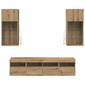 TV nástěnné jednotky s LED 5 pcs Artisanový dub - obrázek 10
