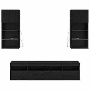 TV nástěnné jednotky s LED 5 pcs Černý dub 40,5 x 30 x 90 cm - obrázek 10
