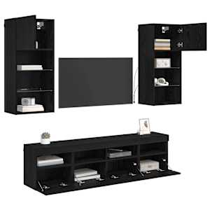 TV nástěnné jednotky s LED 5 pcs Černý dub 40,5 x 30 x 90 cm - obrázek 3