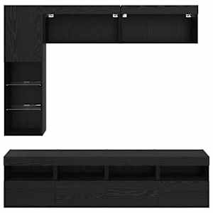 Televizní skříň s LED Nástěnný 7 pcs Černý dub kompozitní dřevo - obrázek 10