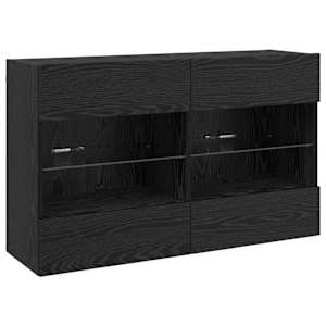Sada televizního nástěnného kabinetu s LED 6 pcs Černý Dub - obrázek 8