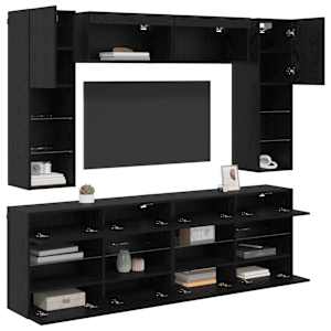 Sada televizního nástěnného kabinetu s LED 6 pcs Černý Dub - obrázek 3