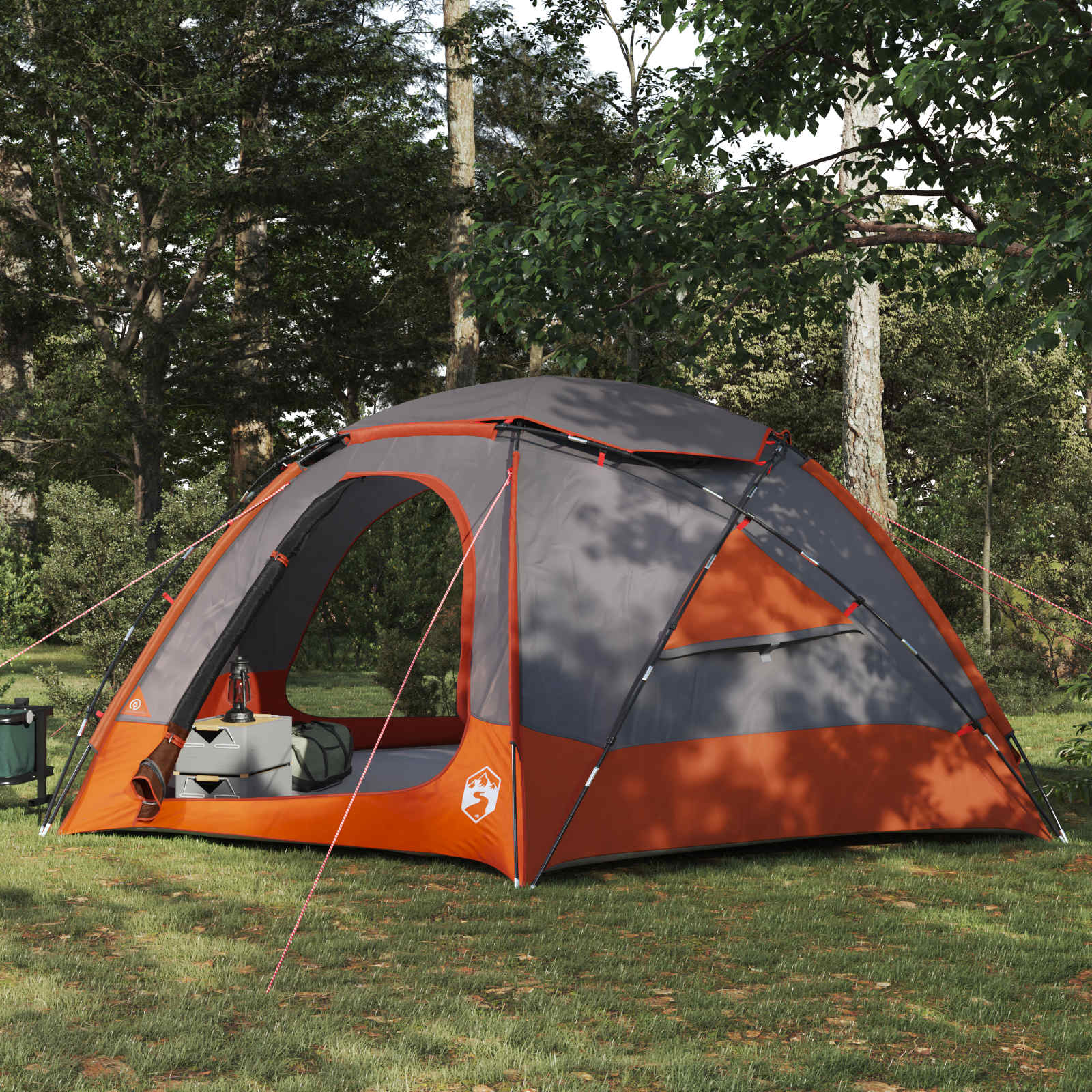 vidaXL Cort cu dom și plapumă detașabilă Gri și Portocalie 8 persoane