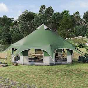 Družinski šotor Zelena 10 oseb 185T poliester s PU premazom