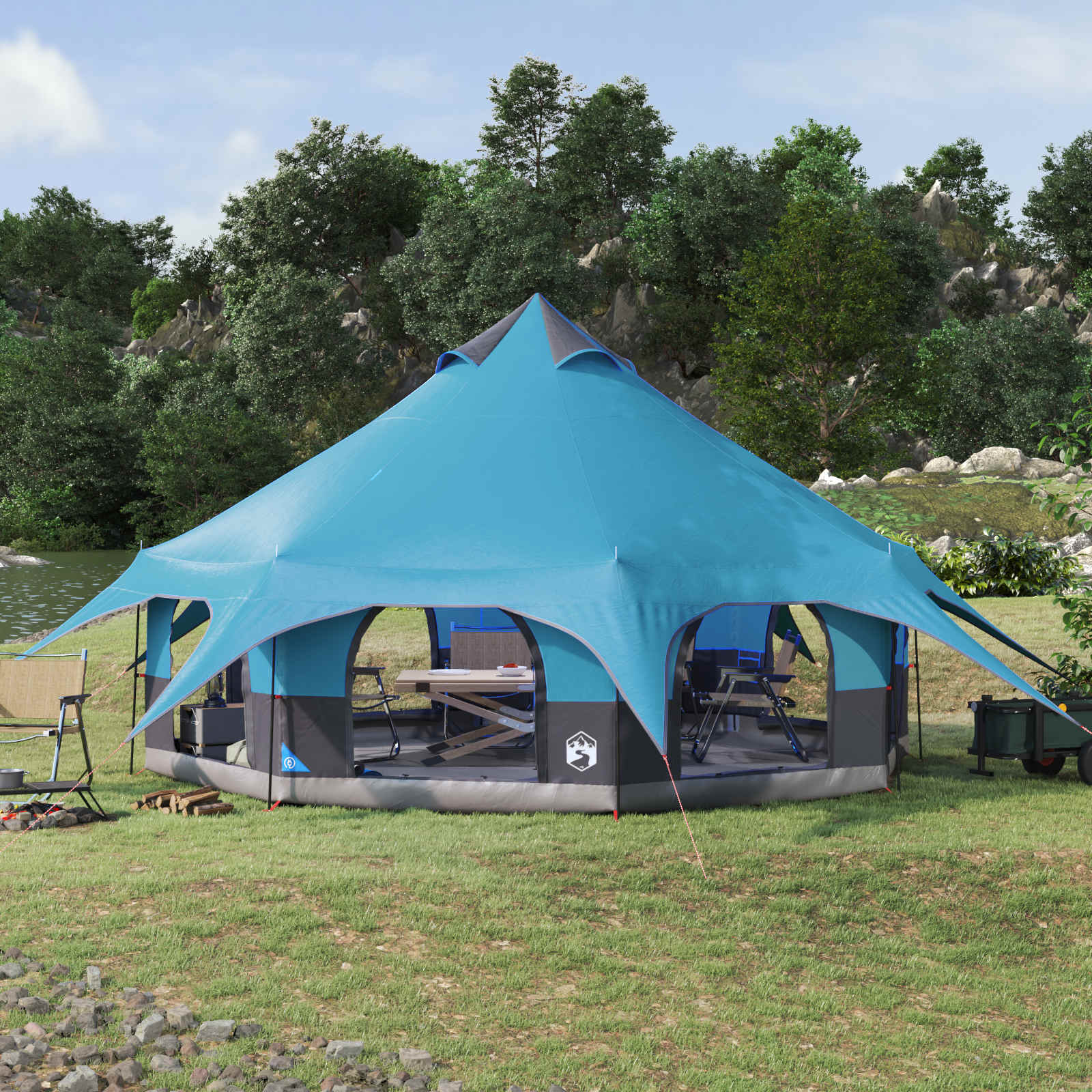 vidaXL Cort de Familie albastru 10 persoane