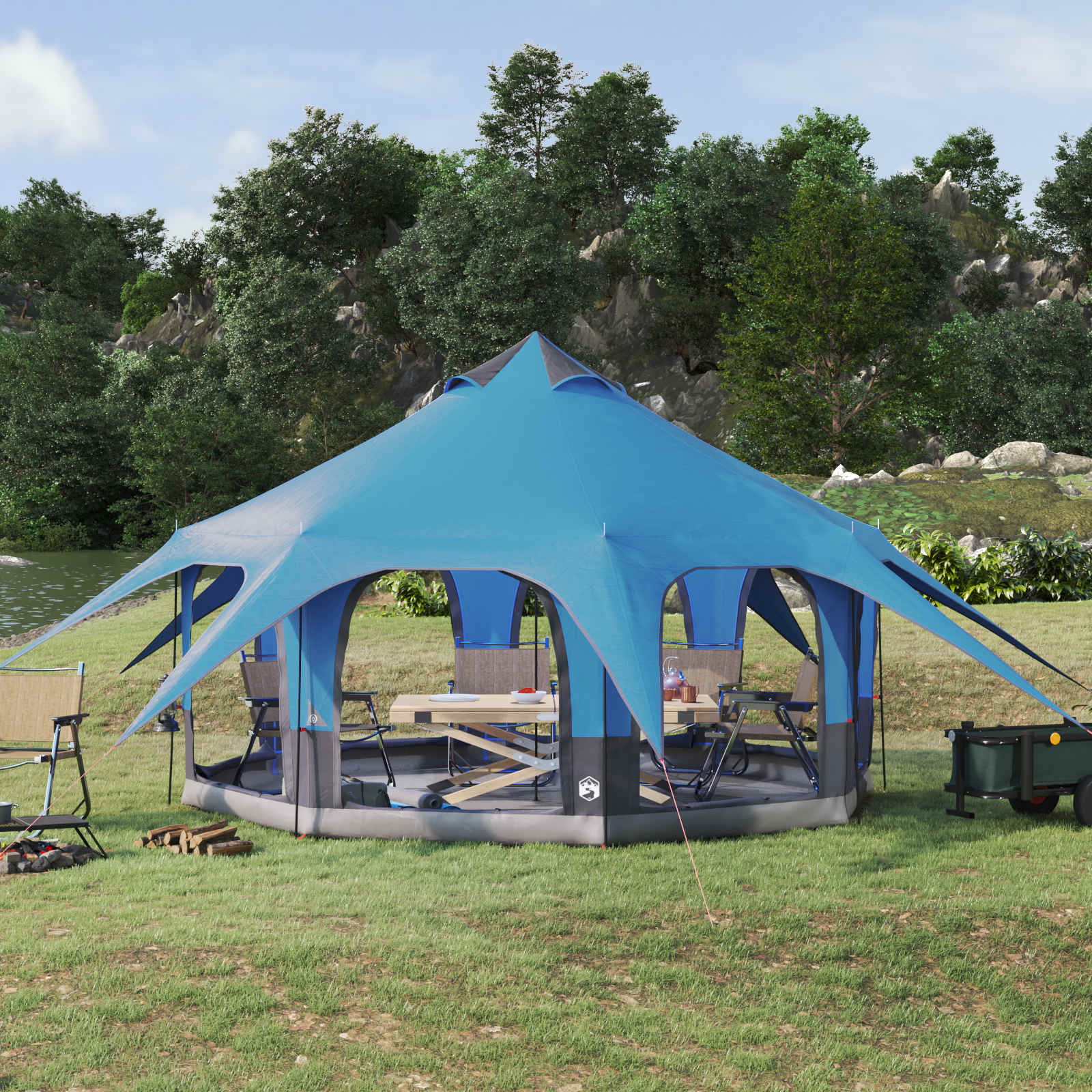 vidaXL Cort de Familie albastru 5 persoane