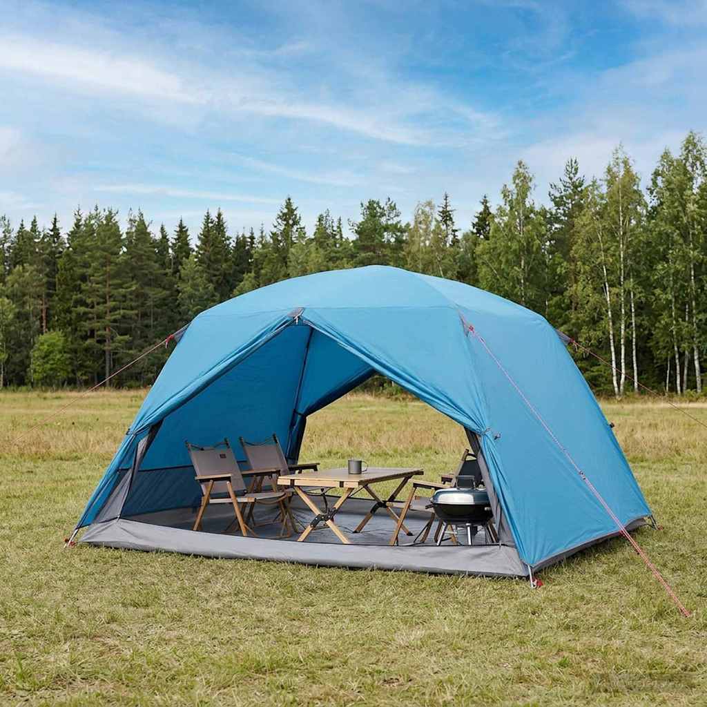 vidaXL Backpacking Telt 4-personers Blå 185T Polyester med PU Coating
