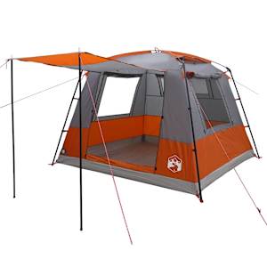 vidaXL Pidutelgid 10-kohaline Hall ja oranž 185T Pol&uuml;ester PU-kattega