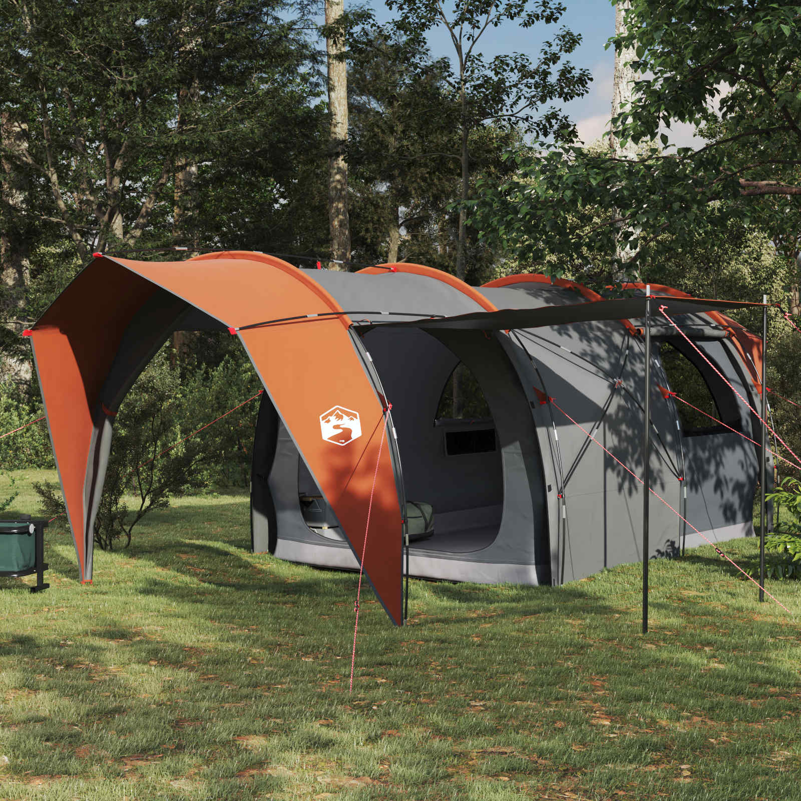 vidaXL Tunelski šotor Siva in oranžna 562 x 265 x 216 cm
