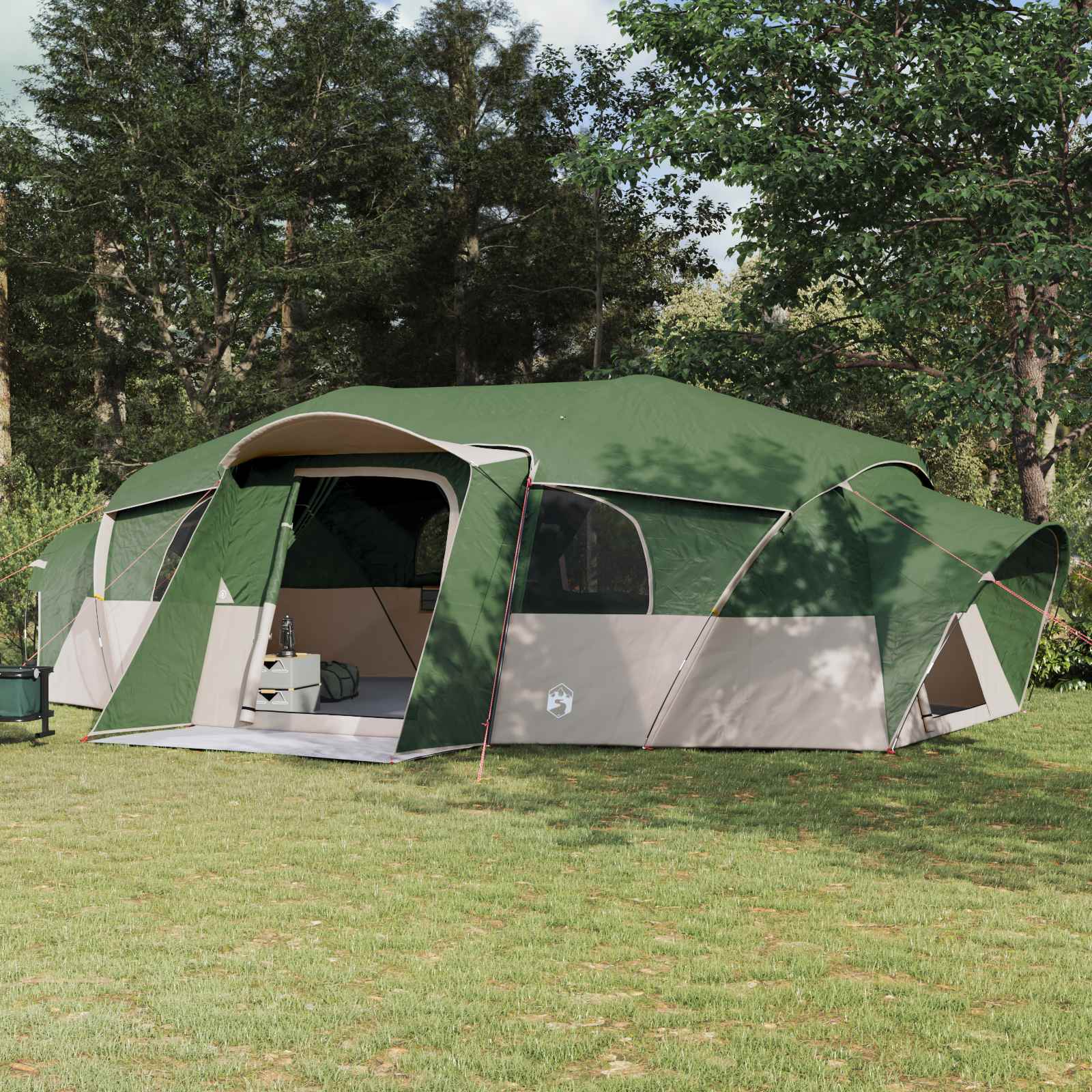 vidaXL Cort pentru familie cu prelata rezistent la apă tunel Verde