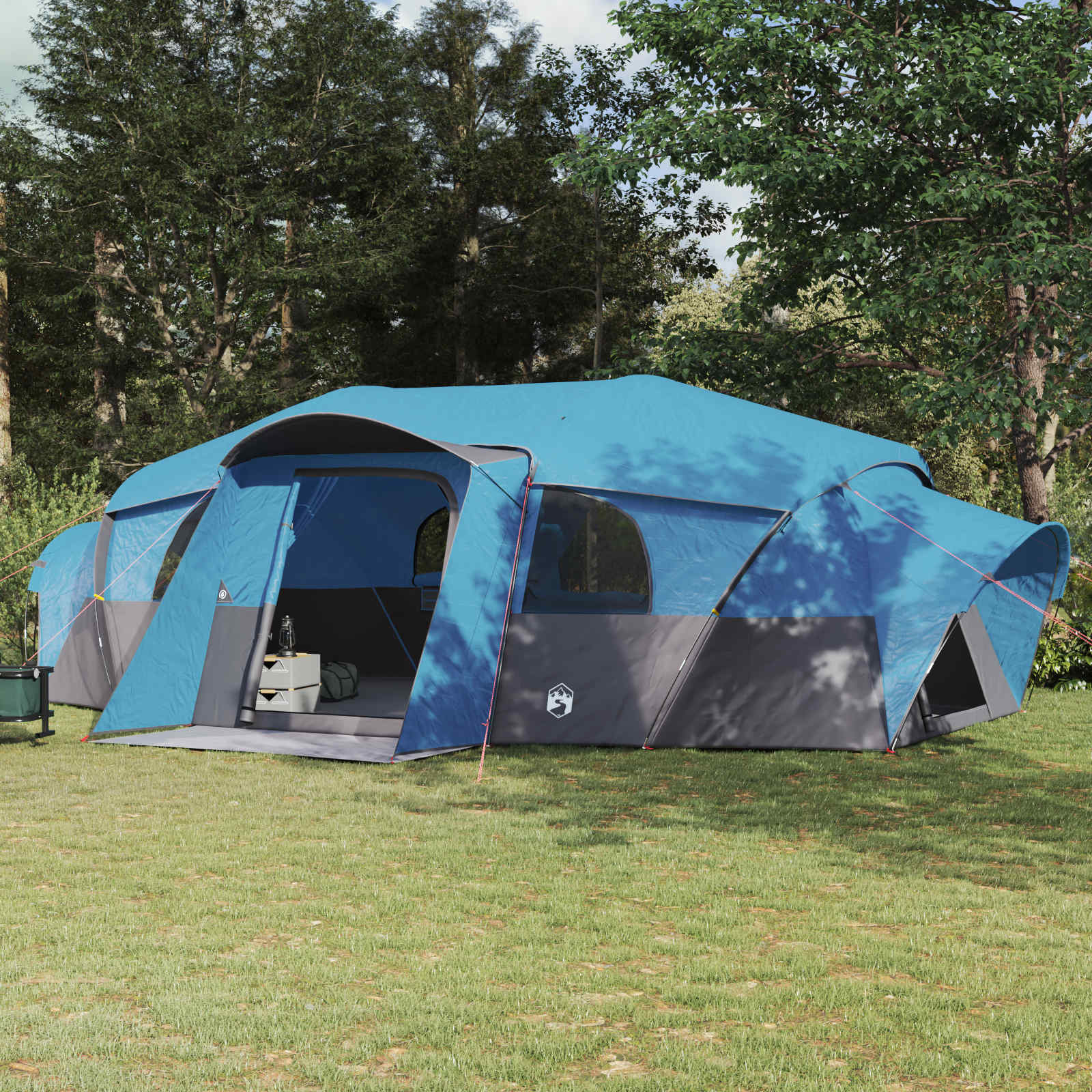 vidaXL Cort pentru familie cu prelata rezistent la apă tunel albastru