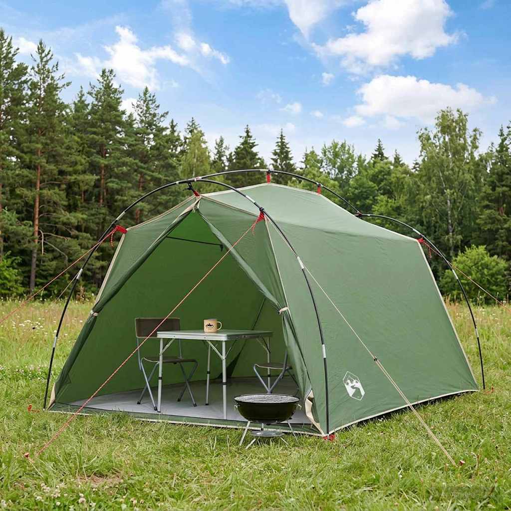 vidaXL Cort tunel Verde 2 persoane Poliester 185T cu acoperire PU