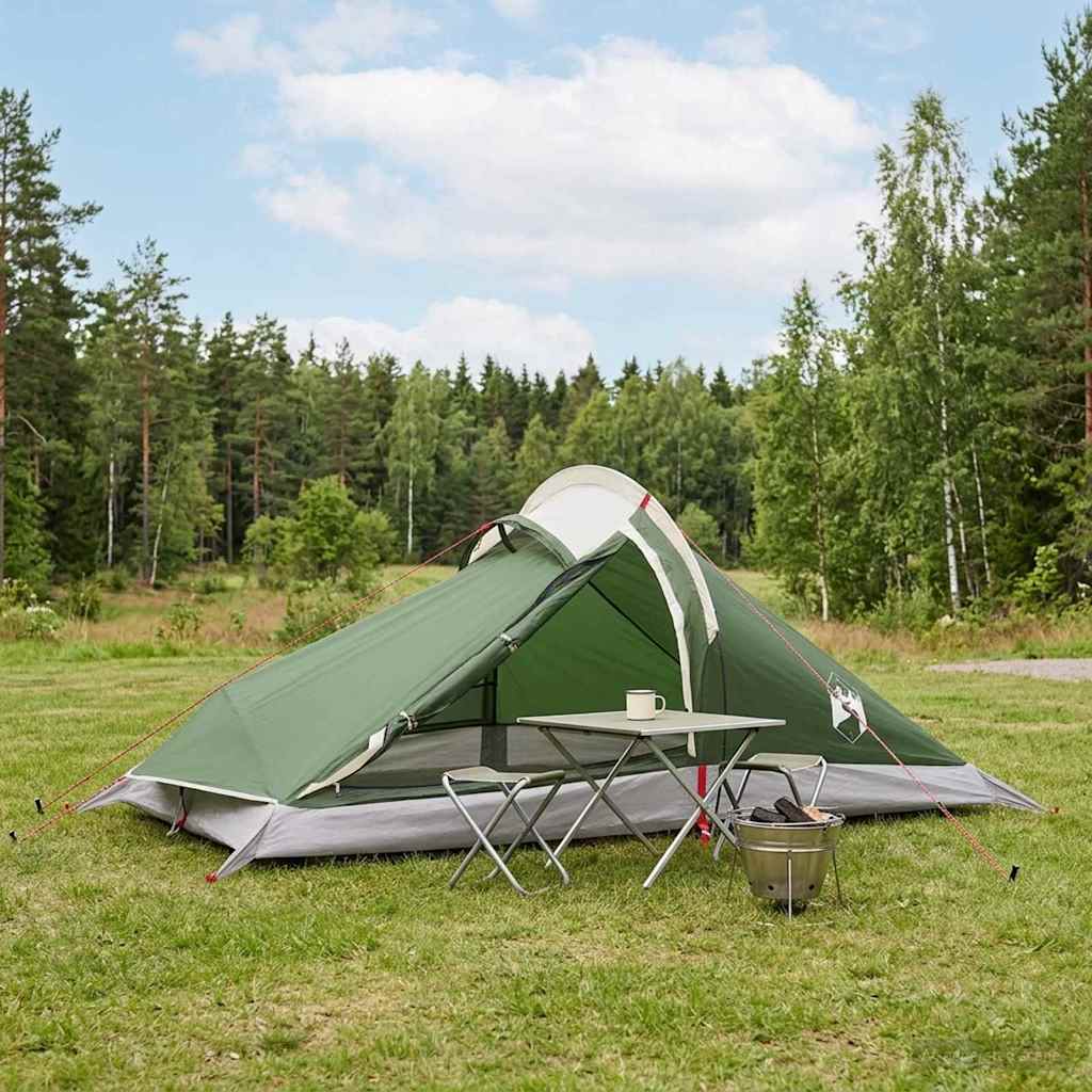 vidaXL Cort de backpacking Verde 4 persoane