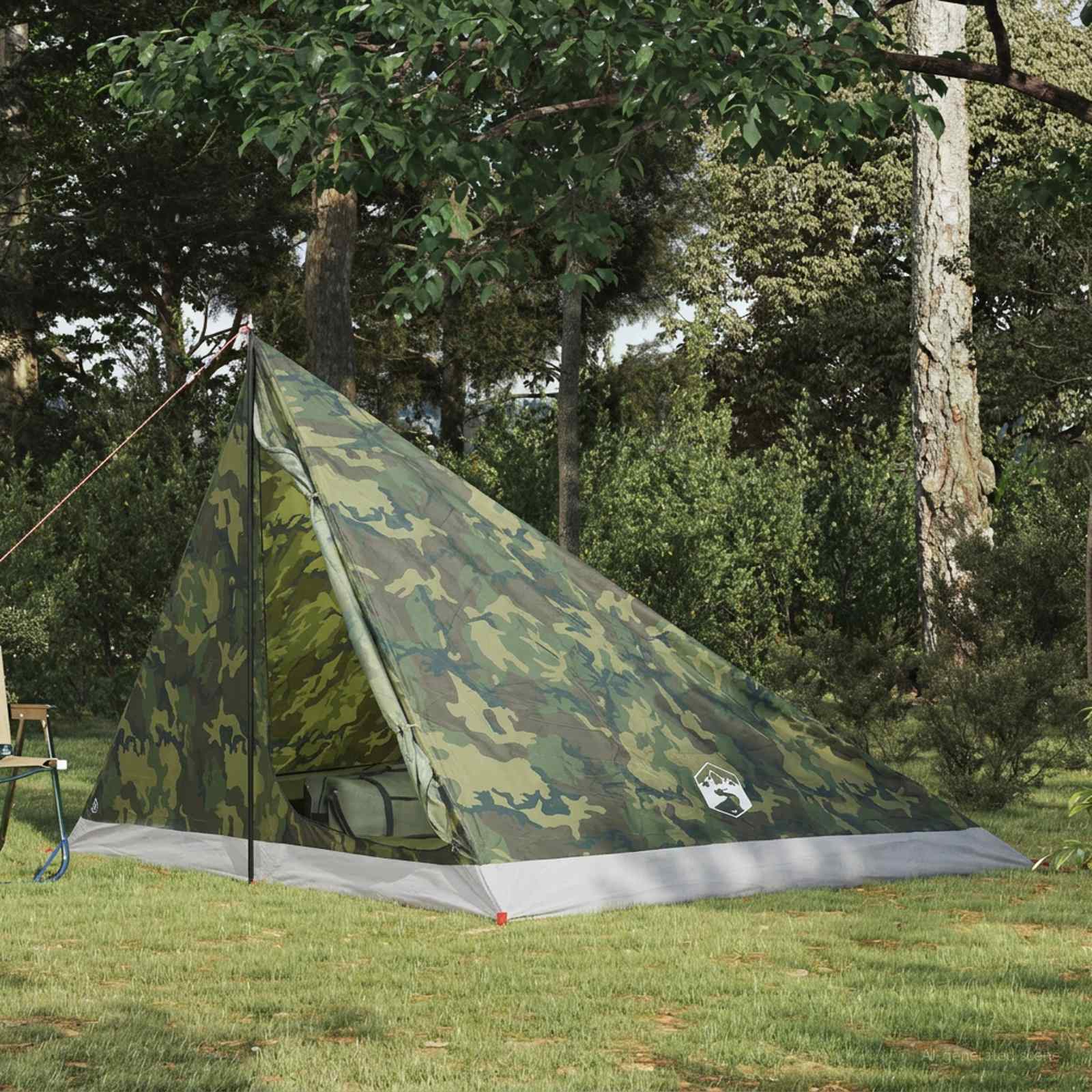 vidaXL Cort de backpacking Camuflaj 4 persoane