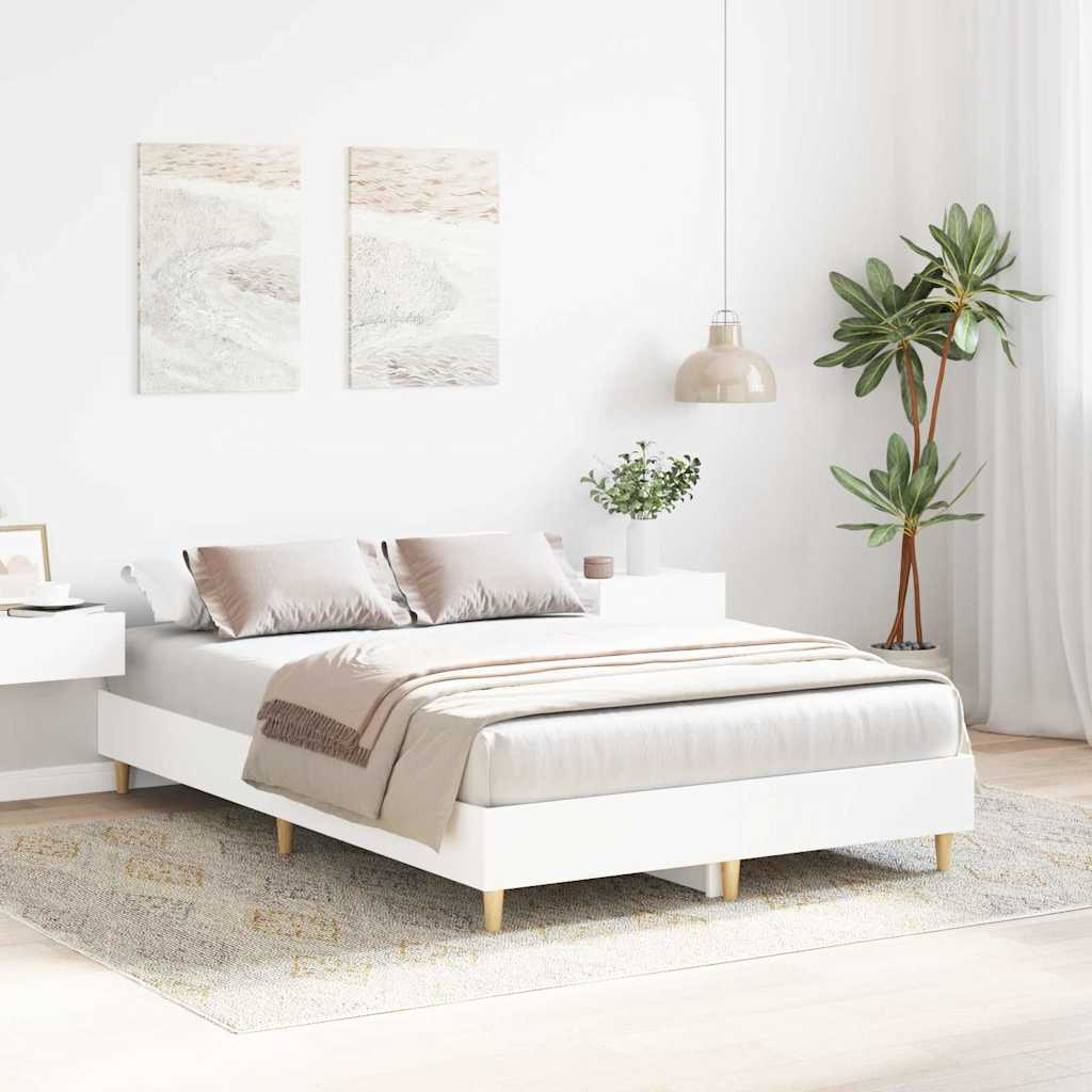 vidaXL Cadru de pat Alb 137 x 190 cm Lemn compozit