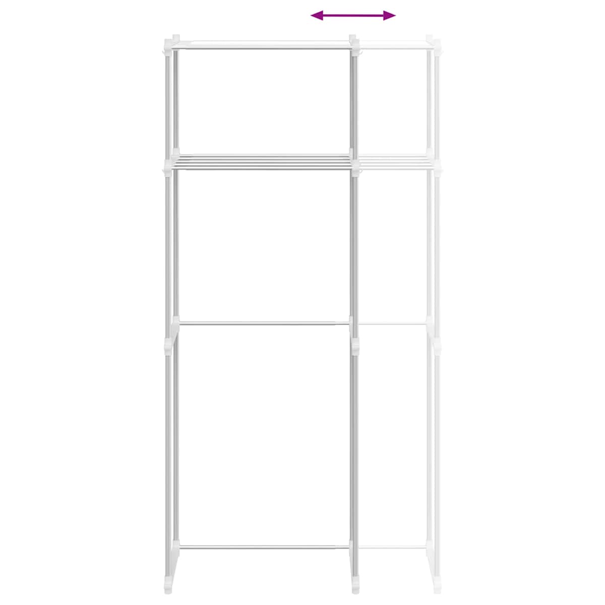 Vaskemaskinehylde Hvid 70 x 27 x 136 cm Aluminium - Billede 10