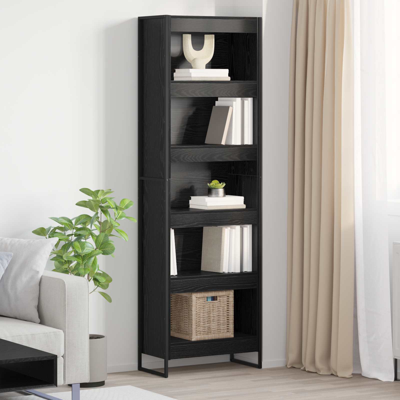 Biblioteci și etajere - Dulap pentru cărți 2 pcs Stejar Negru 80 x 30 x 155 cm