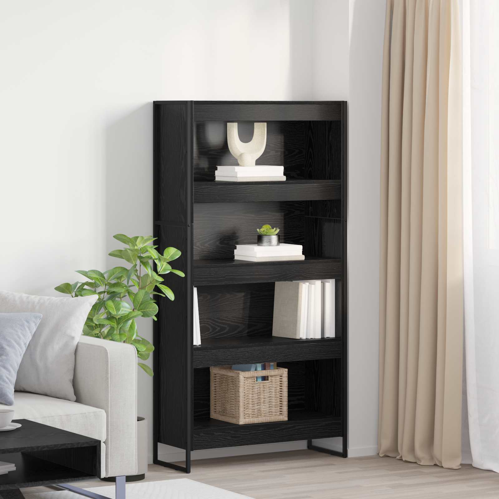 Biblioteci și etajere - Dulap pentru cărți 2 pcs Stejar Negru 80 x 30 x 155 cm
