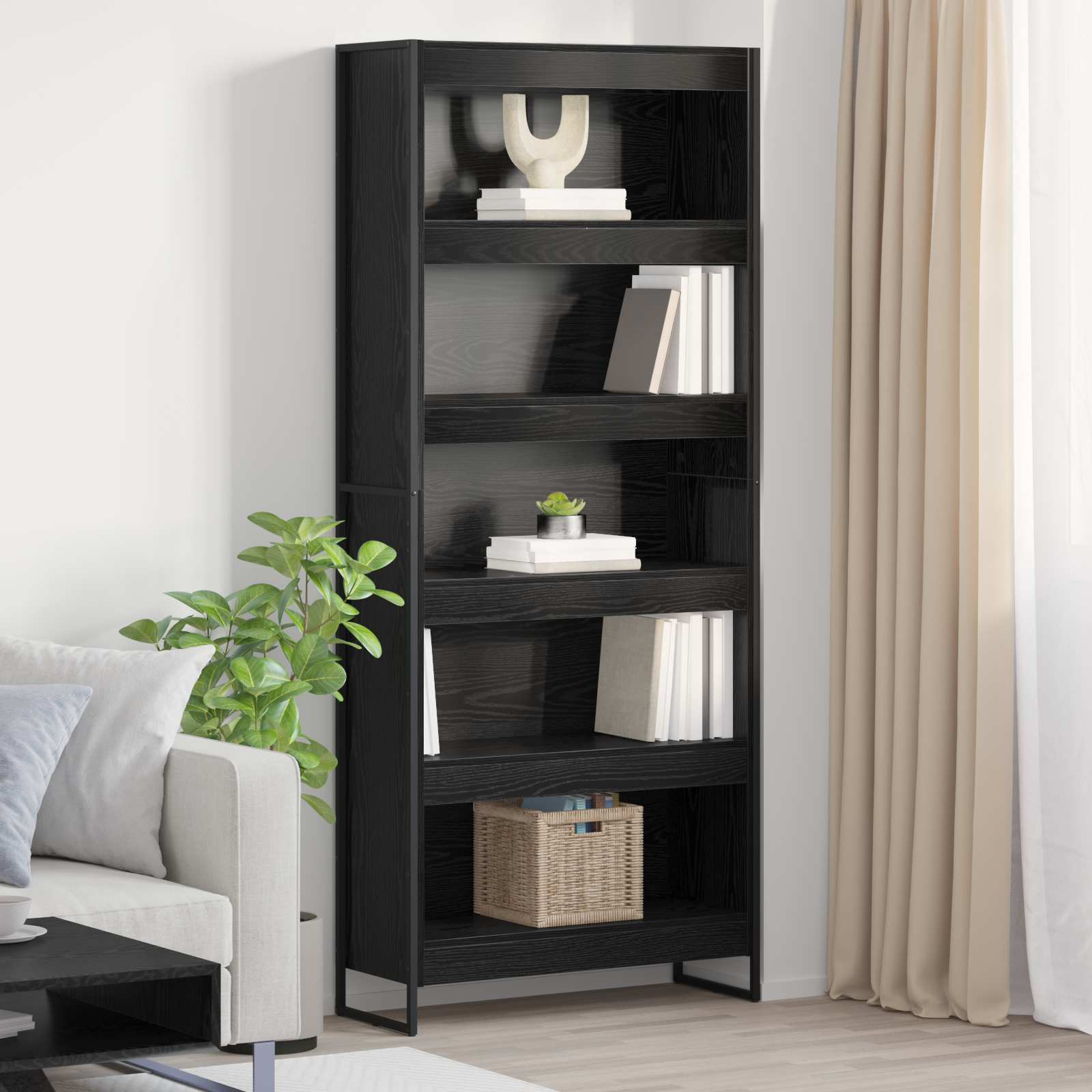 Biblioteci și etajere - Dulap pentru cărți 2 pcs Stejar Negru 80 x 30 x 155 cm