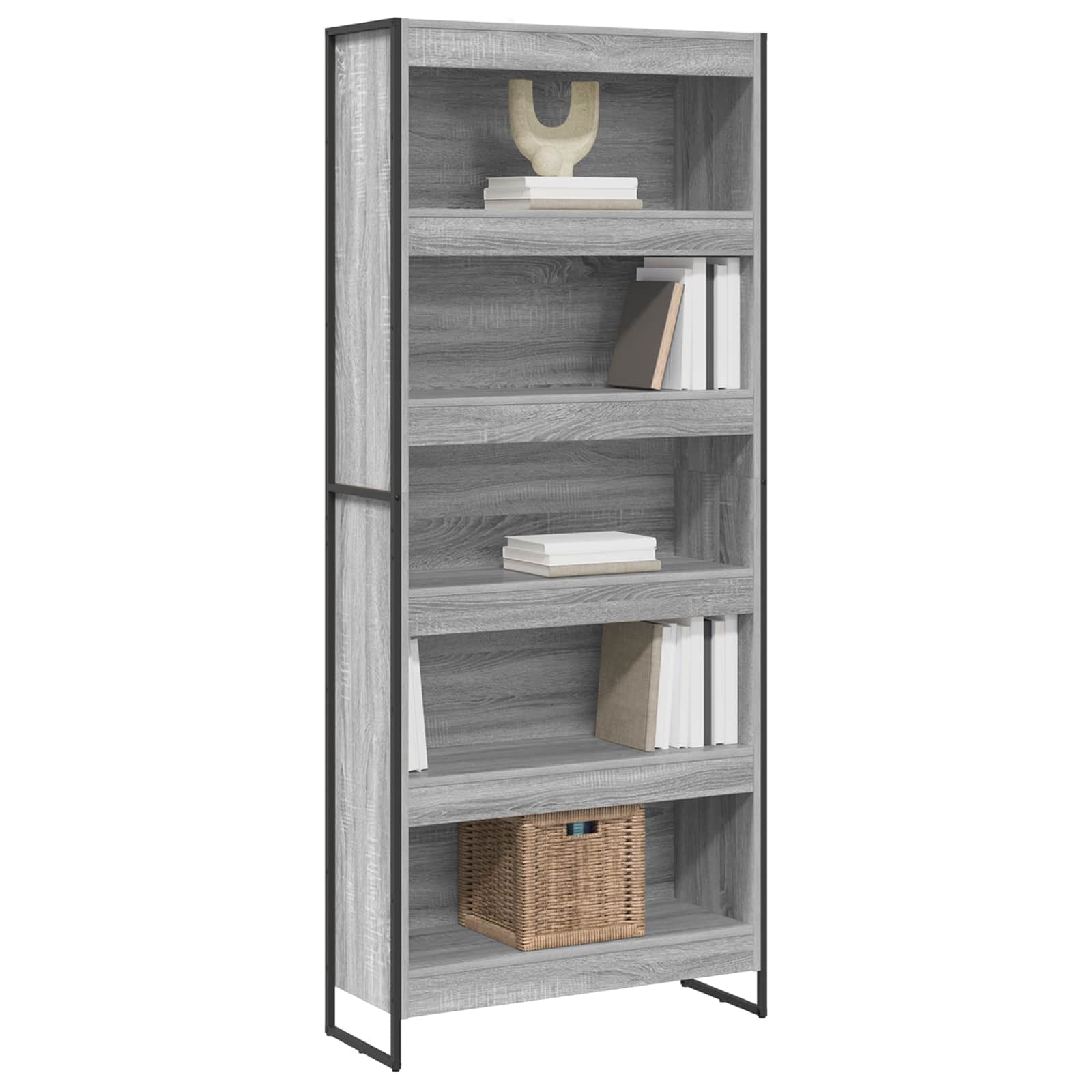 vidaXL Boekenkast 2 pcs Grijs Sonoma 80 x 30 x 155 cm Bewerkt hout
