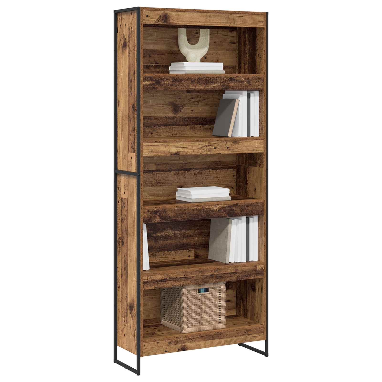 vidaXL Boekenkast 2 pcs Oud Hout 80 x 30 x 155 cm Bewerkt hout