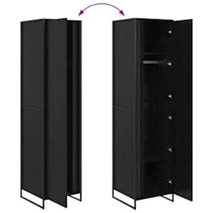 Skříň 2 pcs Černý dub 50 x 50 x 200 cm kompozitní dřevo - obrázek 11