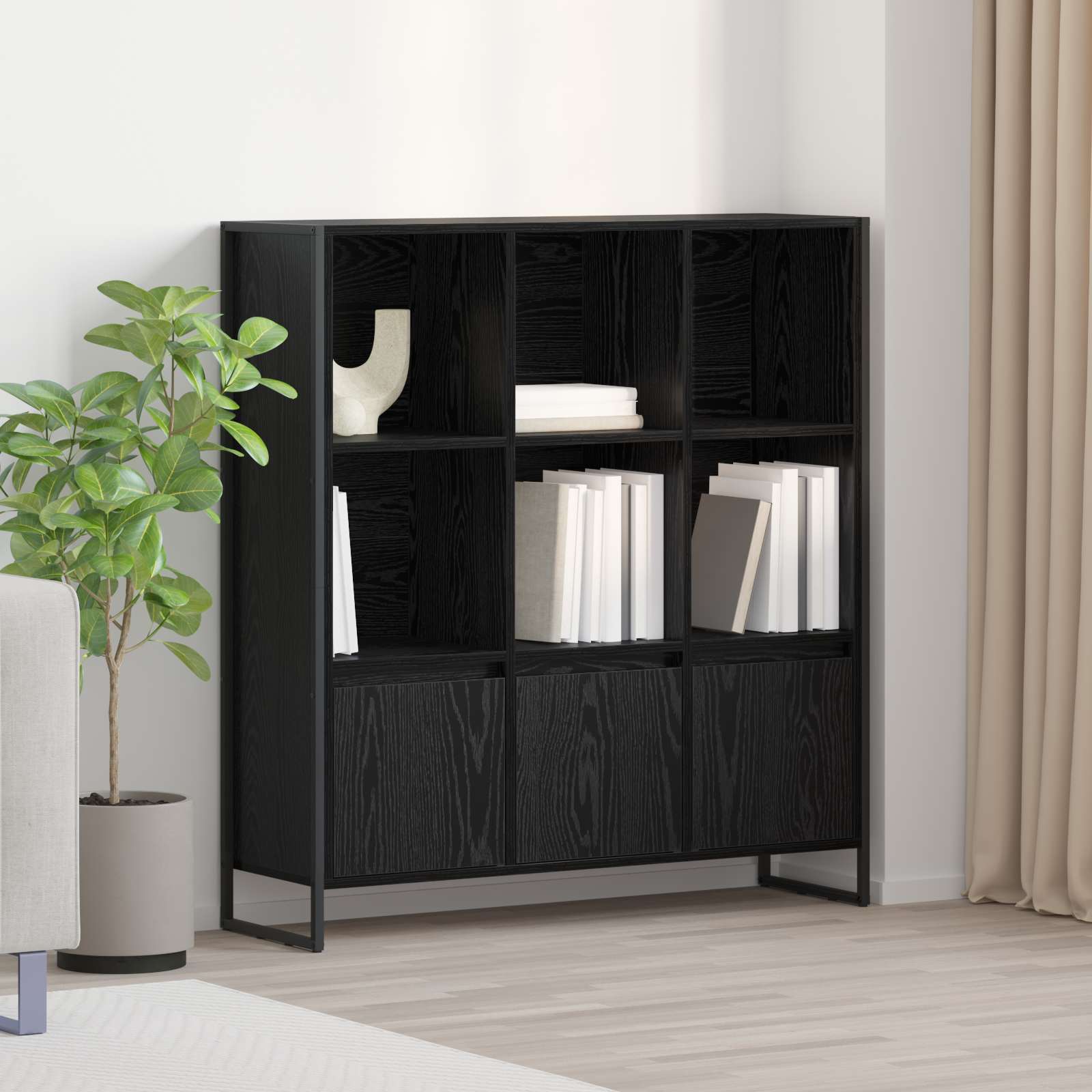 Biblioteci și etajere - Dulap pentru cărți 2 pcs Stejar Negru 99,5 x 30 x 108,5 cm