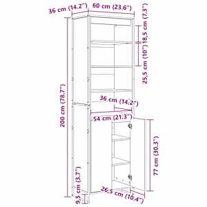 Vysoké skříně 2 pcs Černý dub 60 x 36 x 200 cm kompozitní dřevo - obrázek 12