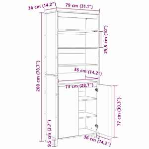 Vysoké skříně 2 pcs Kouřový dub 79 x 36 x 200 cm - obrázek 12