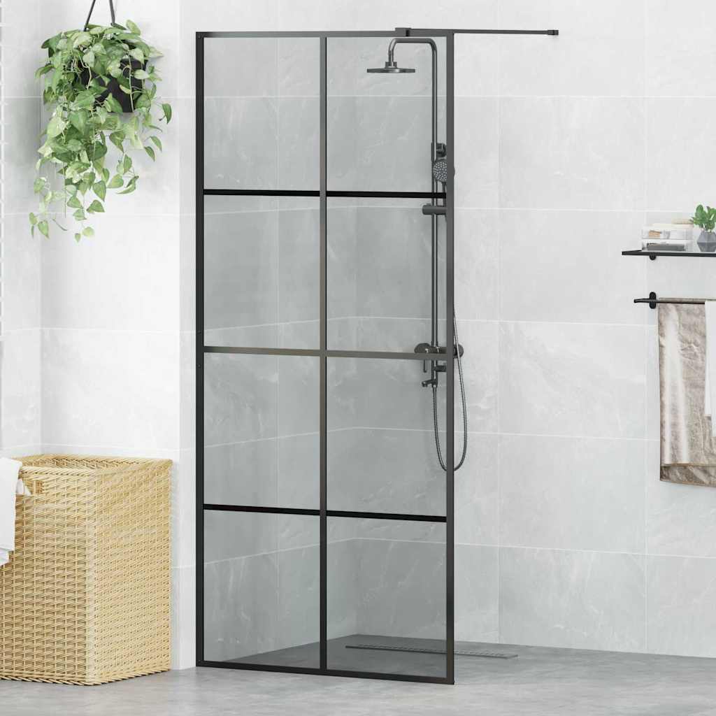 vidaXL Zid de duș walk-in Negru 90 x 195 cm sticlă securizată