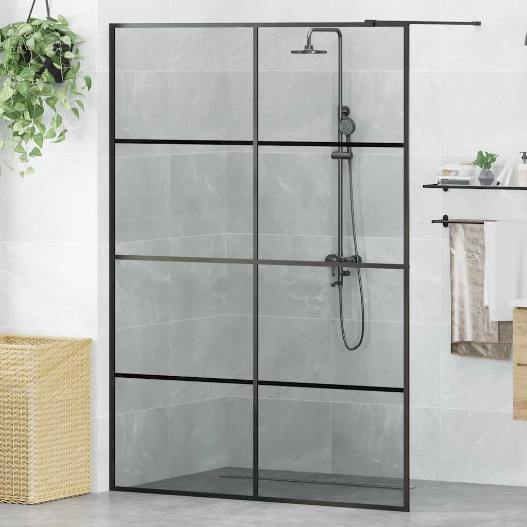 vidaXL Walk-in Duschwand Schwarz 140 x 195 cm Gehärtetes Glas