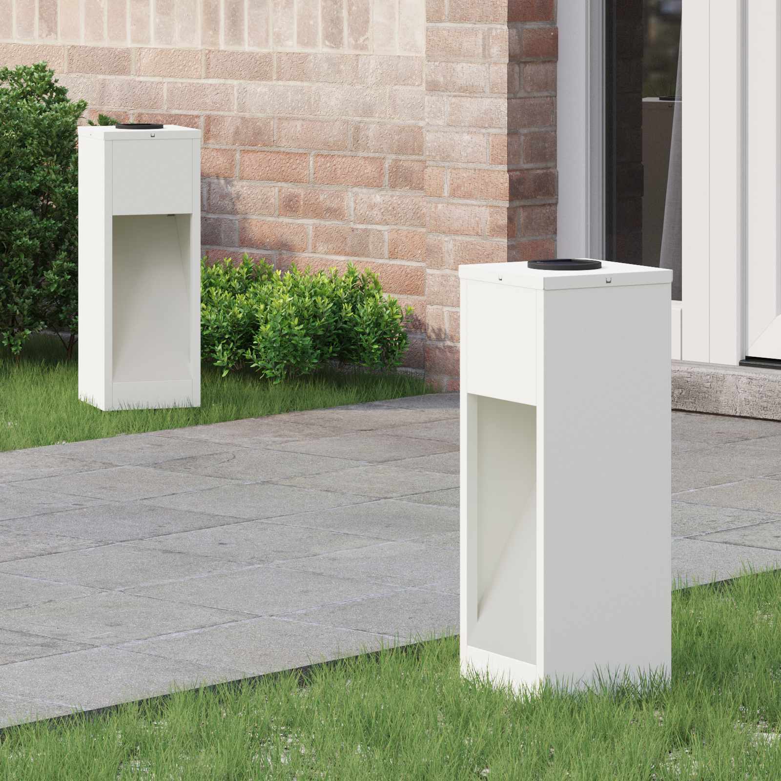 vidaXL Lampa de parcurs LED solar 2 pcs Alb Oțel laminat la rece