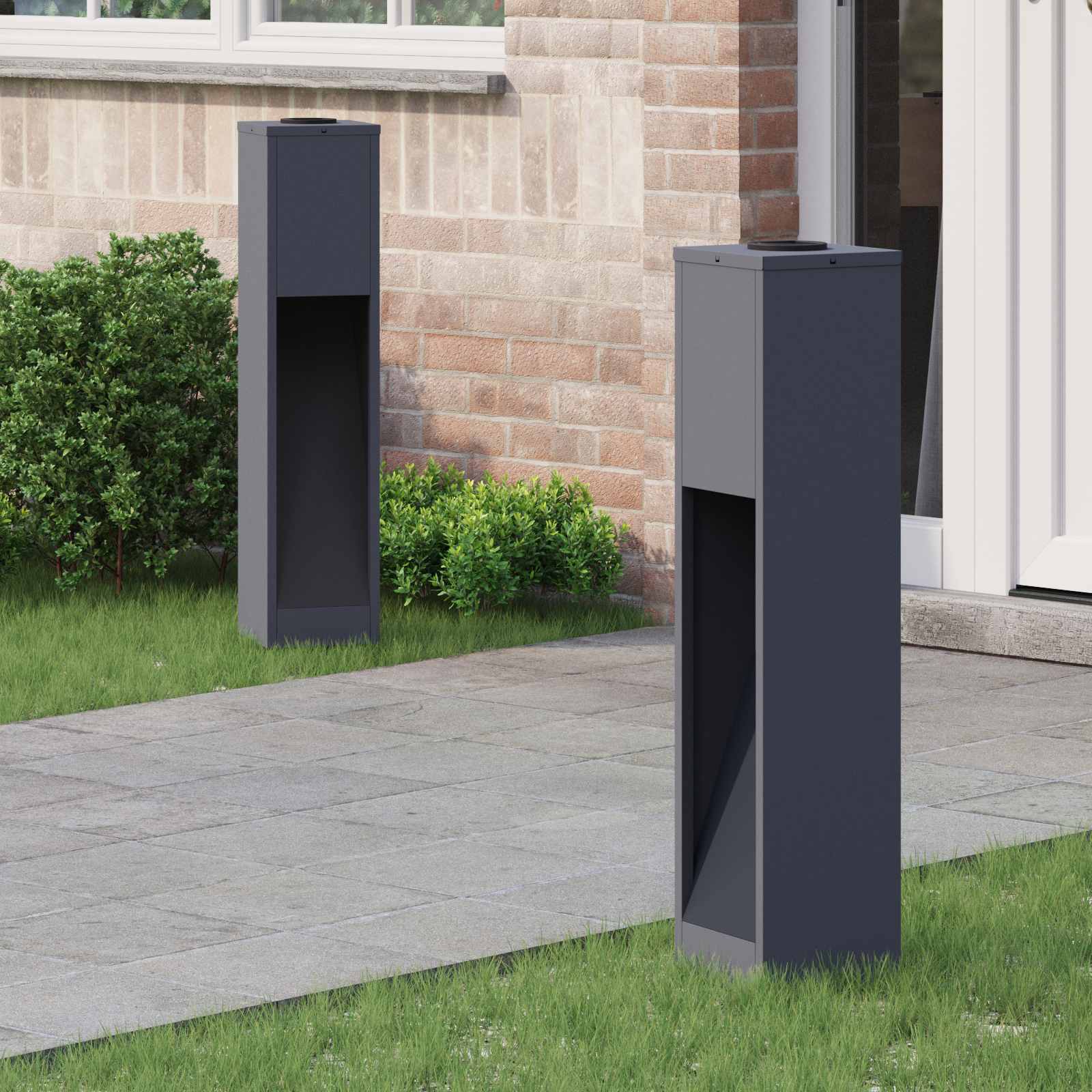 vidaXL Solar LED Wegeleuchte 2 pcs Anthrazit Kalt gewalzter Stahl