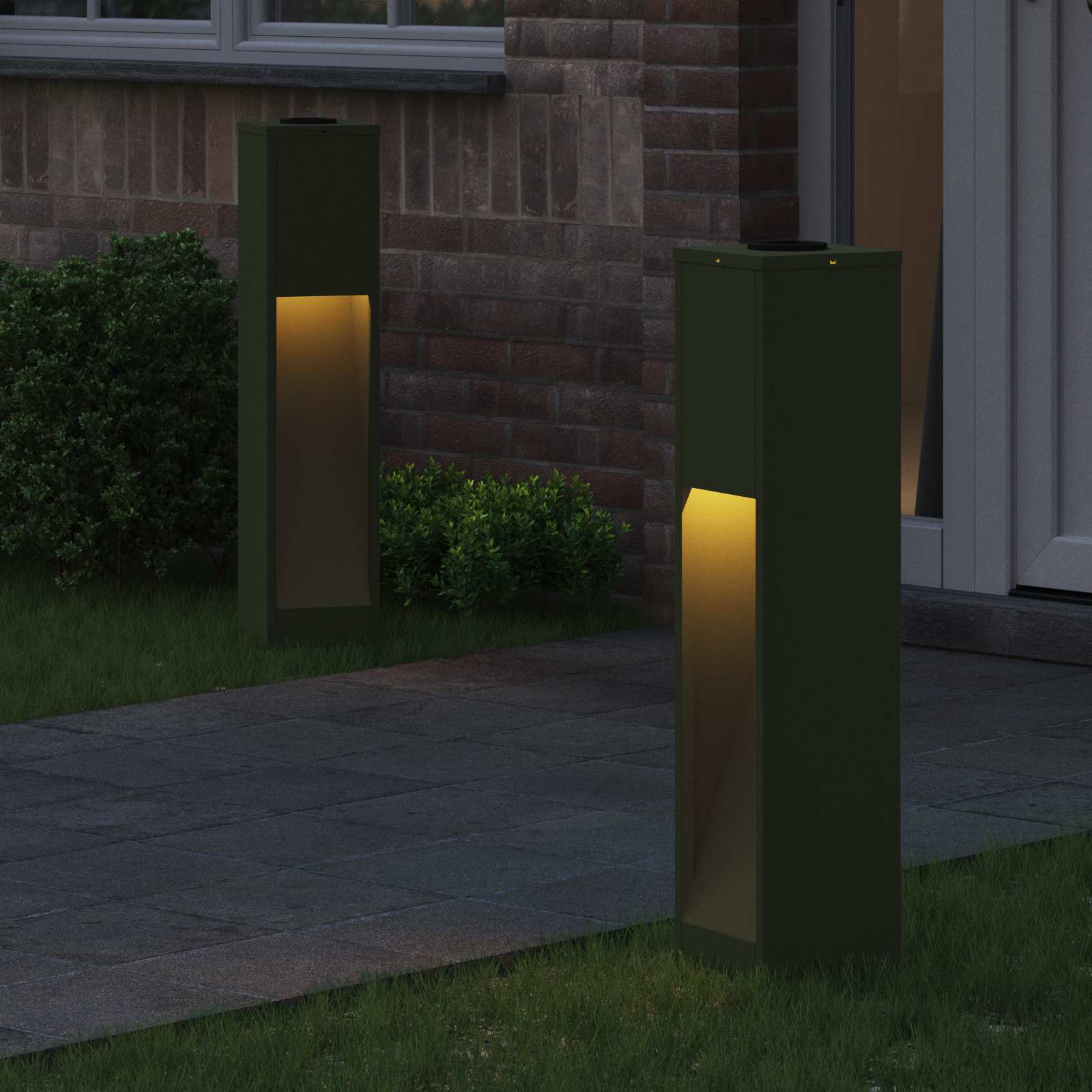 Zonne LED Padverlichting 2 pcs Olijf Groen Koudgewalst staal image 3