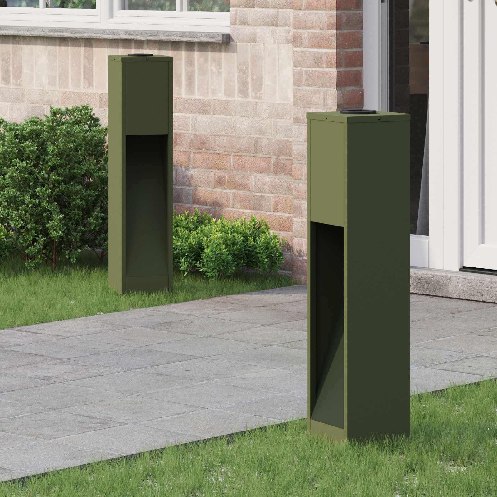 Zonne LED Padverlichting 2 pcs Olijf Groen Koudgewalst staal image 1