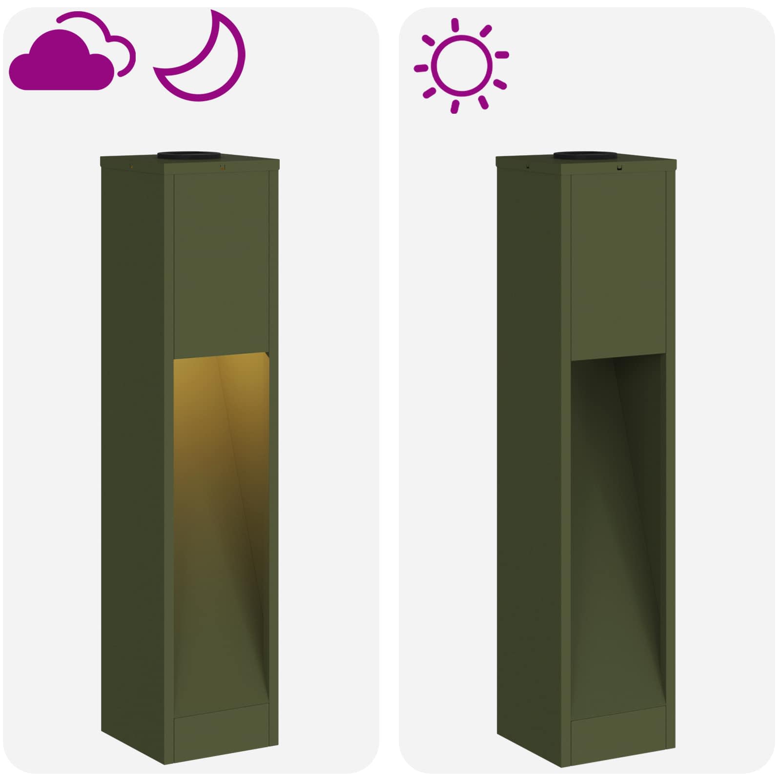 Solární LED osvětlení cesty 2 pcs Olivově zelená - obrázek 15