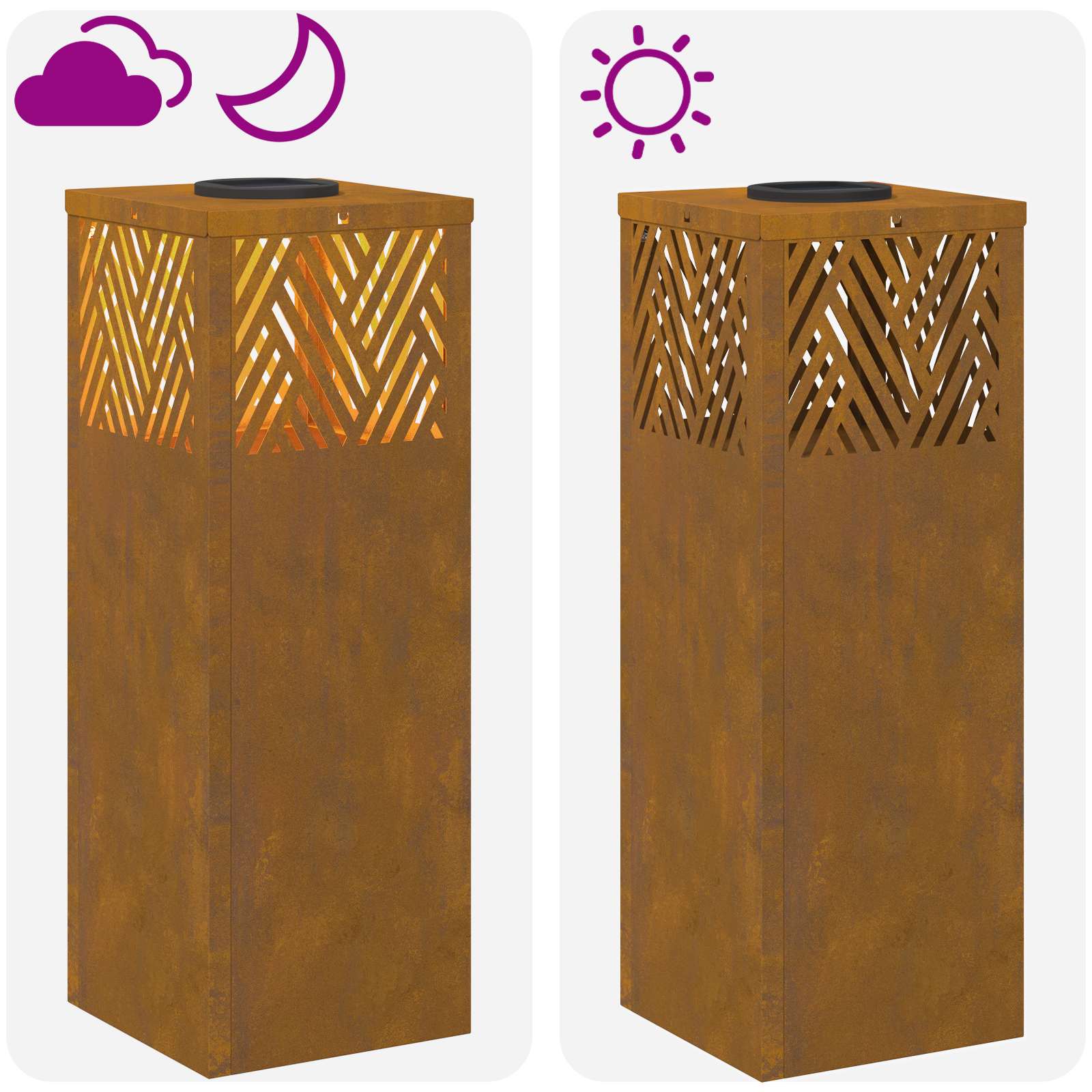 Solar LED Pad Licht Visgraat 2 pcs Cortenstaal Cortenstaal image 12