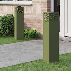 Solarno LED svetilo za pot 2 pcs Oljčno zelena Medenina