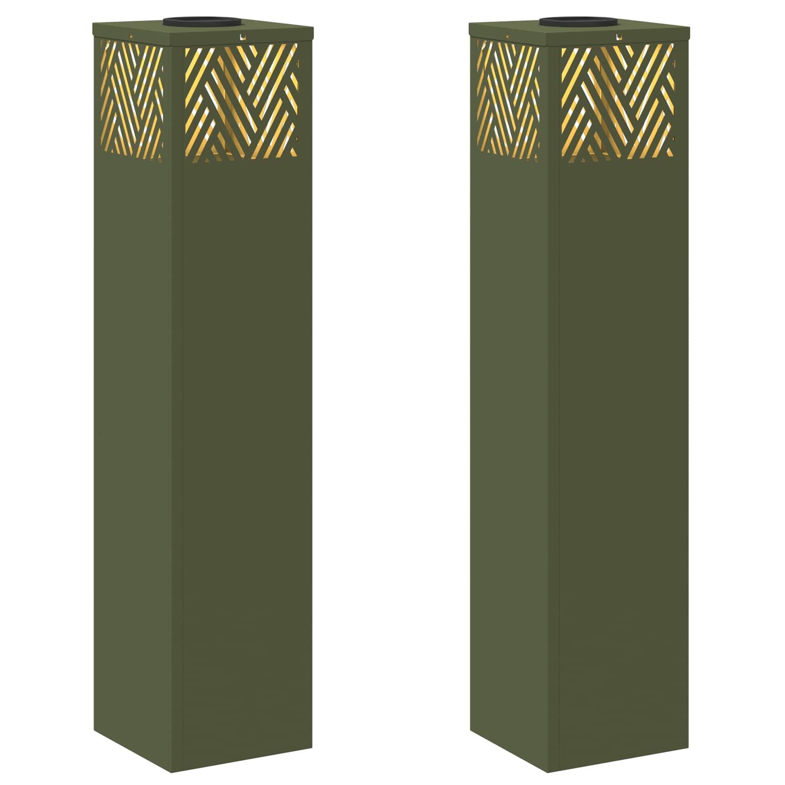 Thumbnail - vidaXL Solar LED Weg Licht 2 pcs Olive Grün Kalt gewalzter Stahl