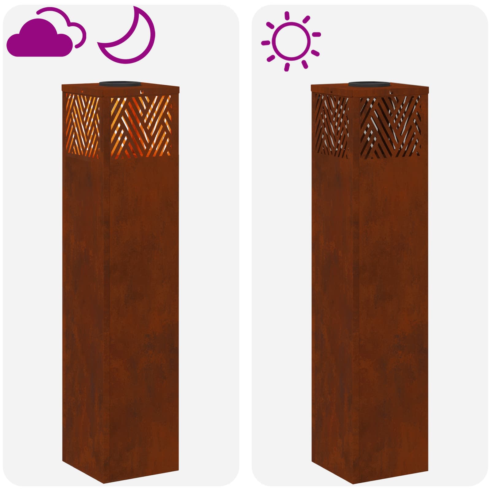 Solar LED Pad Licht Visgraat 2 pcs Cortenstaal Cortenstaal image 12