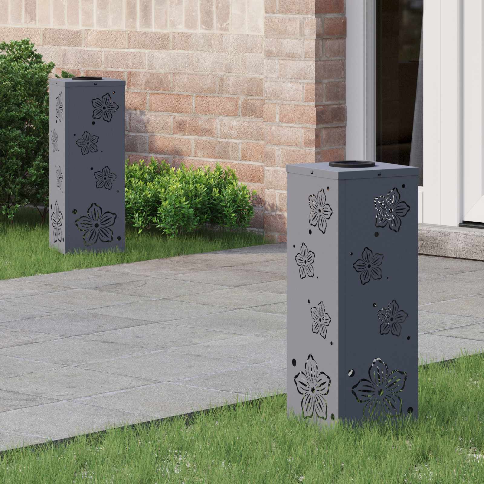 vidaXL Solar LED Weg Licht 2 pcs Anthrazit Kalt gewalzter Stahl