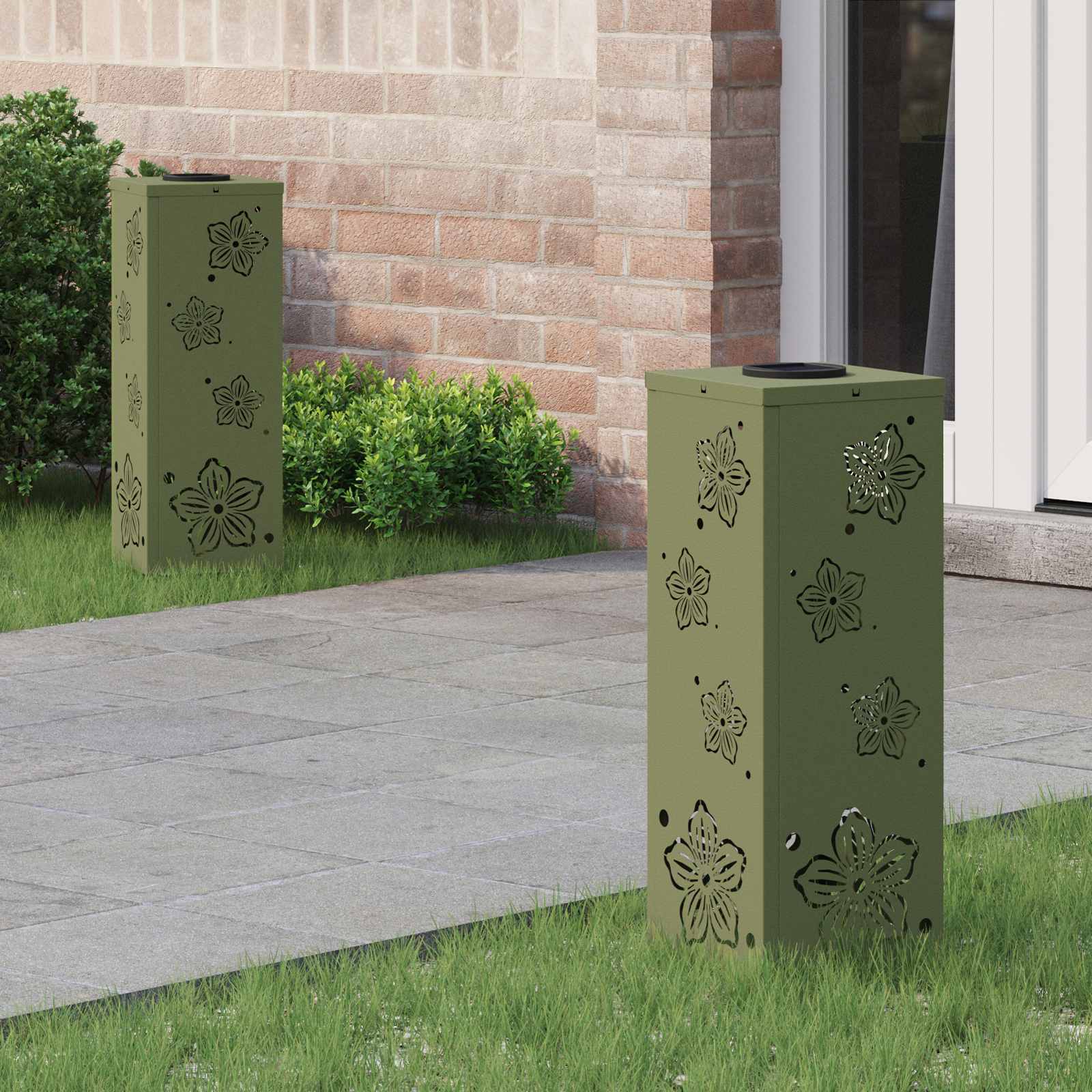 Solar LED Pad Licht 2 pcs Olijf Groen Koudgewalst staal image 1