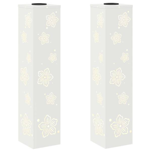 vidaXL P&auml;ikese LED k&auml;igutee tuli 2 tk Soe valge 18 x 18 x 80 cm