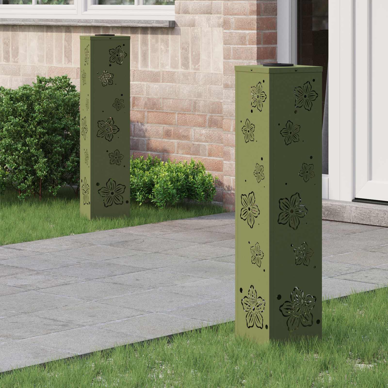 Solar LED Pad Licht 2 pcs Olijf Groen Koudgewalst staal image 1